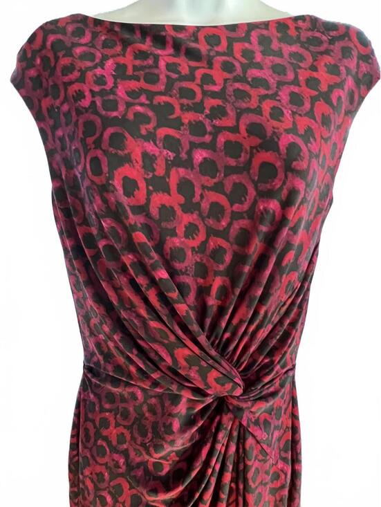 Lauren Ralph Lauren Dresses & Skirts - Lauren Ralph Lauren Red, Purple and Black Patterned Knot Front Dress, Size 8